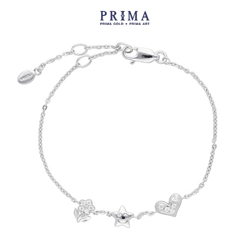PRIMA Lắc tay Vàng 18K - Đính Kim Cương - BST MonoChic - Bông hoa Ngôi Sao Trái tim - 105L0270