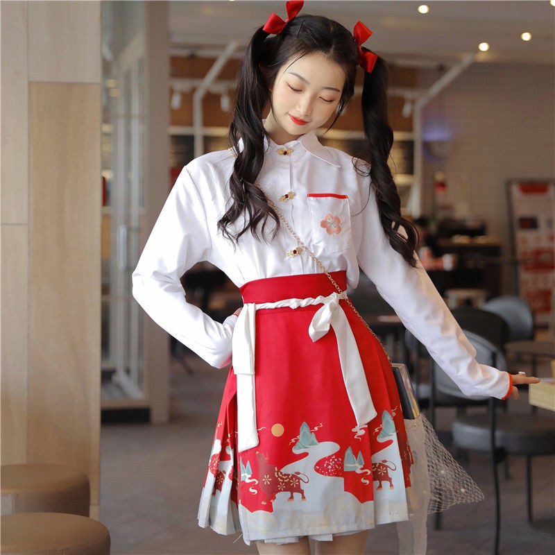 ✇✻✶Anyu Jigui-Zihan-jk Áo ngắn 100% Váy nữ Hanfu cải tiến nguyên bản Yếu tố Hán mùa xuân và hè bình thường