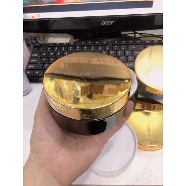 Hủ đựng kem 200g màu đen nắp vàng cao cấp