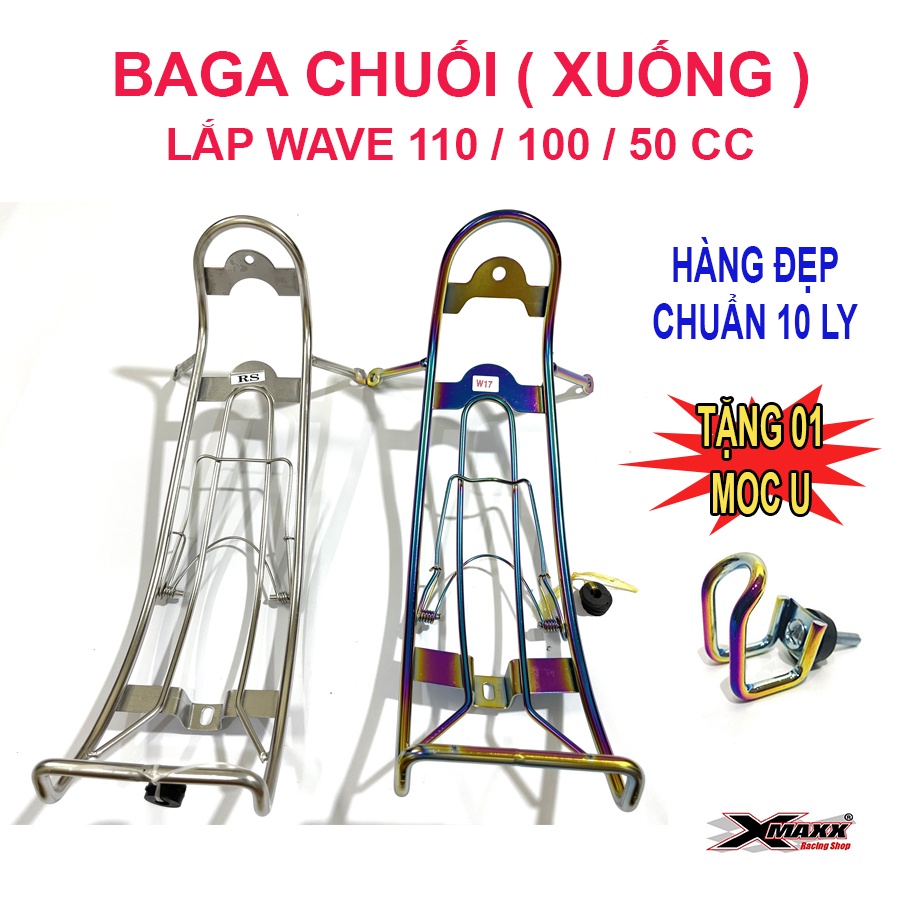 Baga xe máy Wave 110 | Wave 100 | Wave 50 cc - Tặng kèm 01 móc treo chữ U 7 màu hoặc Inox