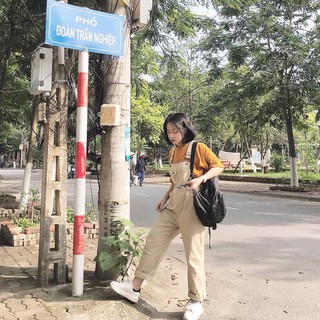 Quần yếm nữ nâu nhạt