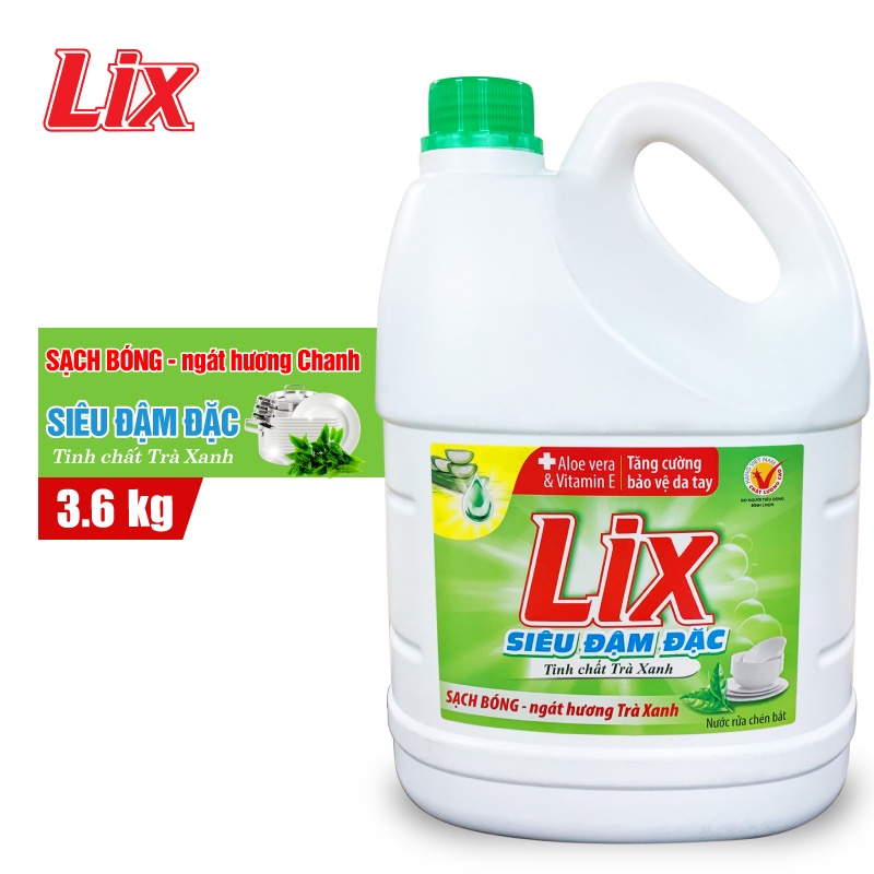  Nước Rửa Chén LIX 3.6Kg Siêu Đậm Đặc Trà Xanh - NT360