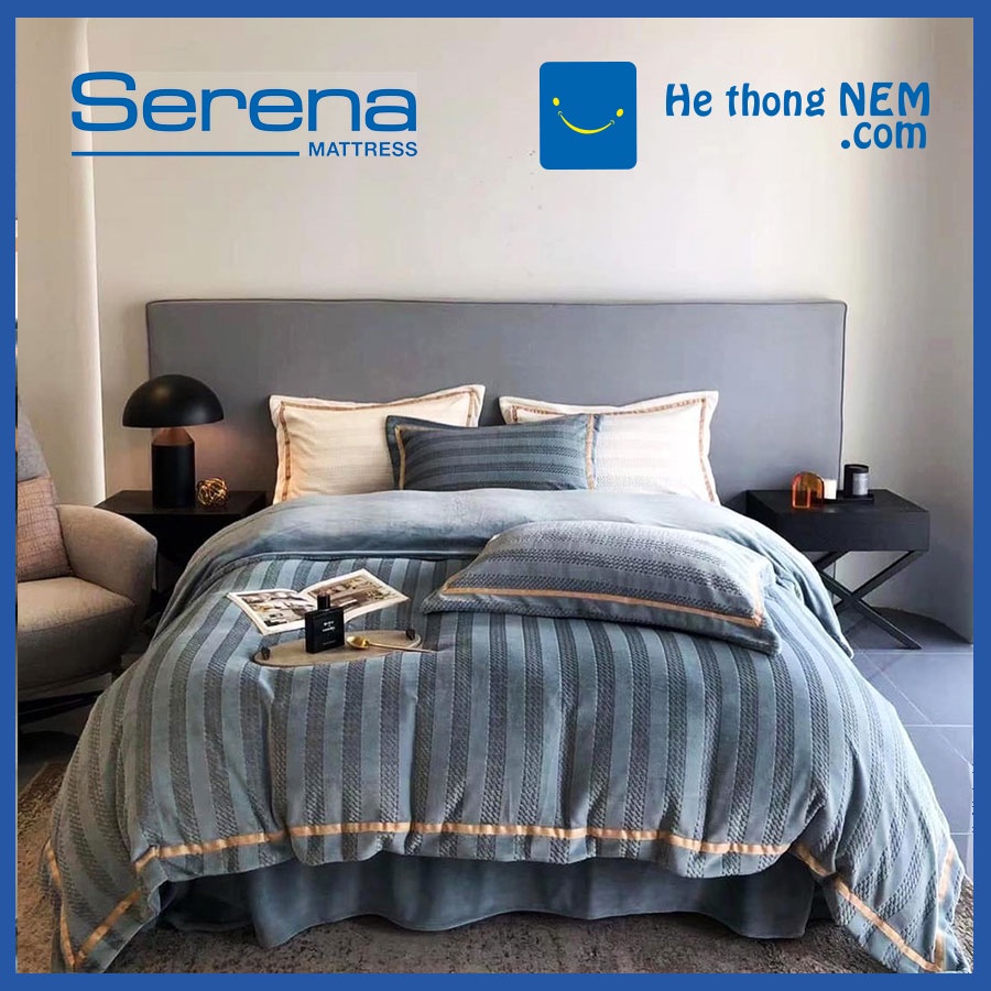 Bộ Chăn Ga Gối 5 Món Nỉ Nhung SERENA Chăn Ga Gối Đệm Nỉ Cao Cấp - Hệ Thống Nệm