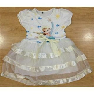 Váy thun tùng xòe 3 tầng ren công chúa Elsa bé gái tu 1 tuổi~ 6 tuổi