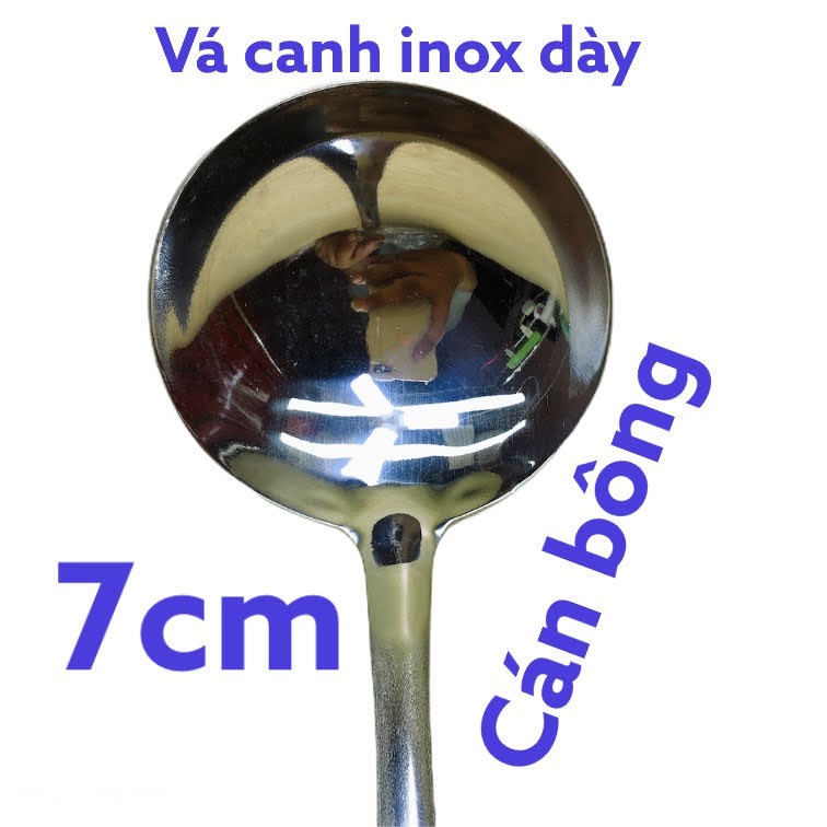vá canh inox dày size 7cm cán bông