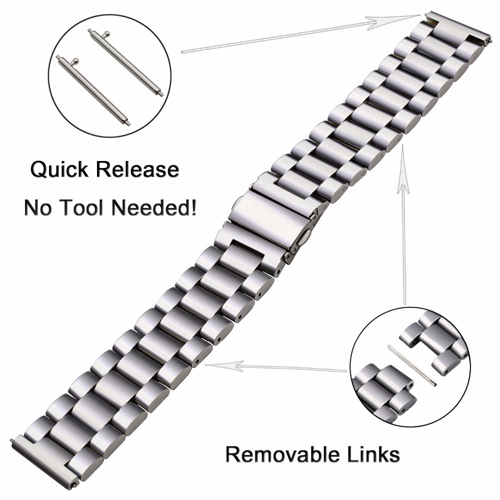 General Watch Bands Universal 22mm 20mm Watch Band Strap Stainless Steel For Samsung Gear S3 CLASSIC Gear S2 Classic