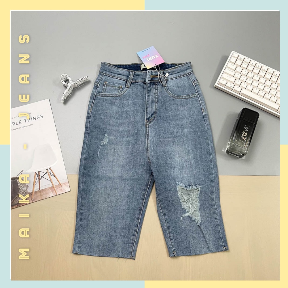 (Freeship) Quân Skinny Nữ Jean Ôm Co Gĩan Rách Kiểu Lưng Siêu Cao Maika-Jeans | BigBuy360 - bigbuy360.vn
