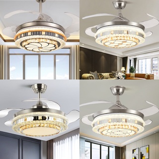 Quạt trần, quạt trần đèn pha lê LPPL  6 cấp độ gió hiện đại trang trí phòng khách, phòng ngủ, bàn ăn (Bh động cơ 10 năm)