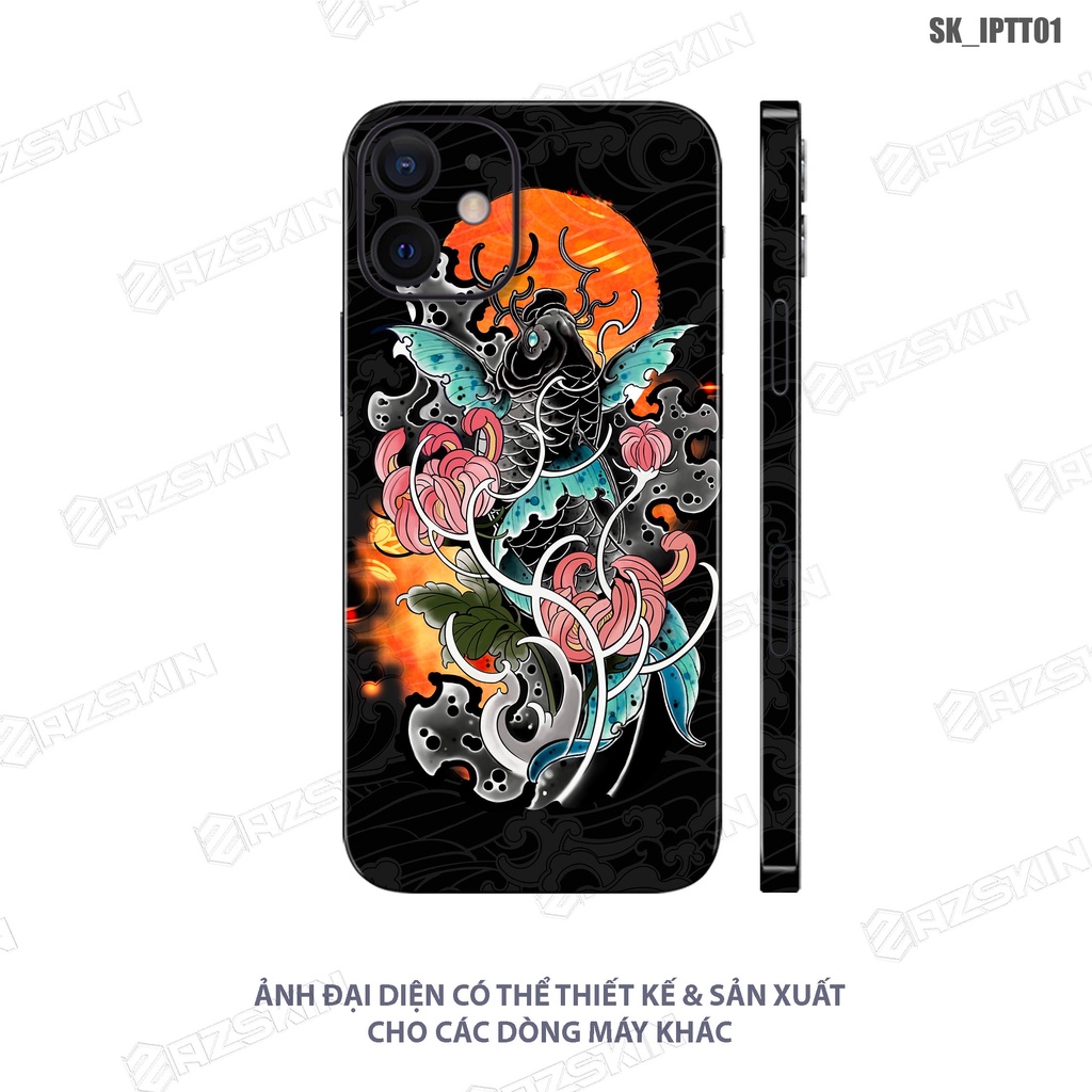 Miếng Dán Skin Cá Chép Dành Cho IPhone 7 - 14 Pro Max |SK_IPHTT01| Chất Liệu Nhập Khẩu, Khuôn Cắt CNC Dán Full Lưng Viền