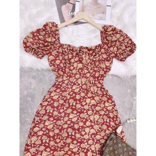 Váy hoa dúm ngực xẻ tà