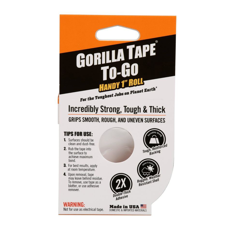 Băng Keo Dán Đa Năng Siêu Dính Gorilla Lớp Keo Dày Gấp Đôi Thương Hiệu Mỹ, Keo Gorilla To-Go Handy Roll 2.5cm x 9.14m