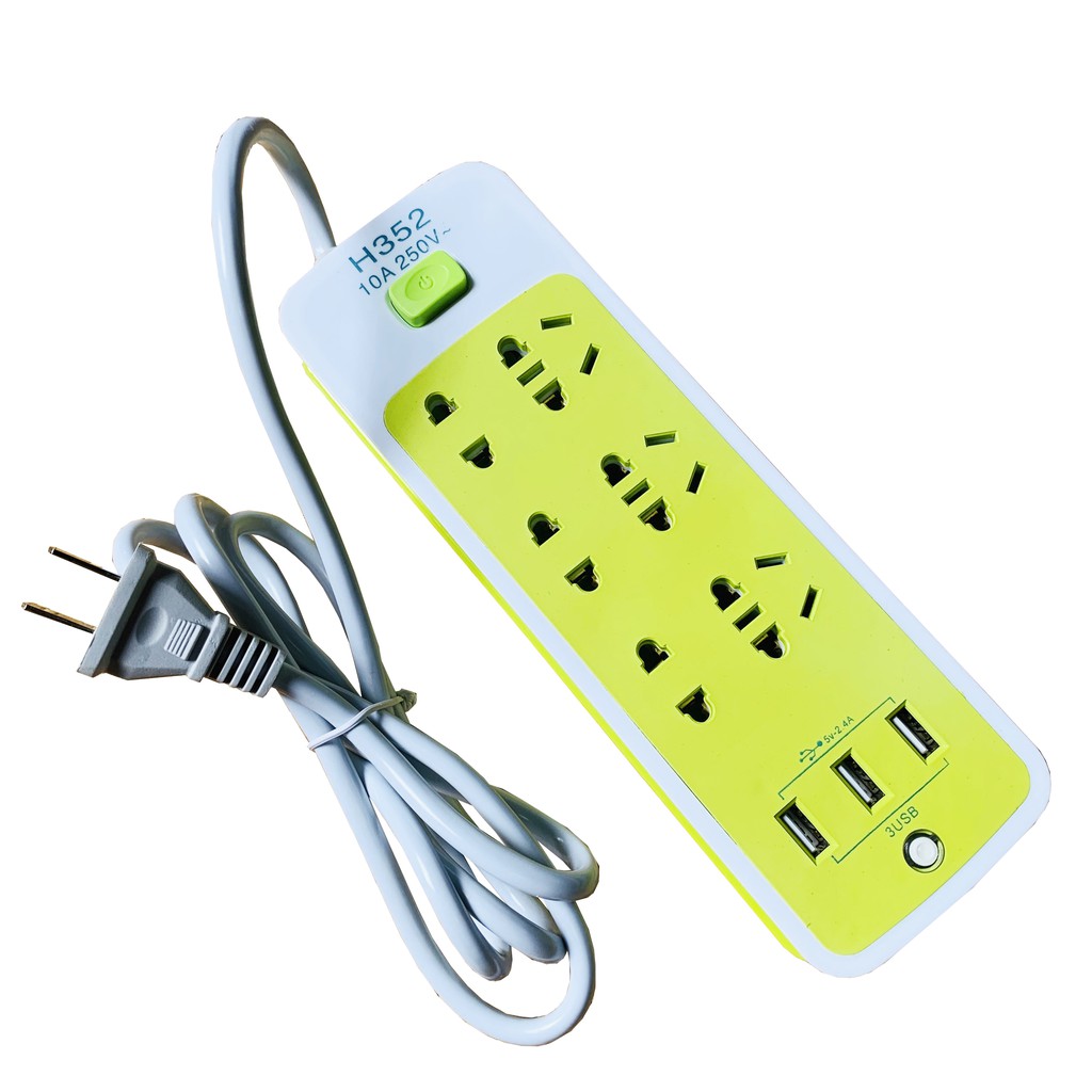 Ổ cắm điện đa năng chống giật tích hợp 3 cổng USB tiện lợi bền đẹp - màu xanh lá