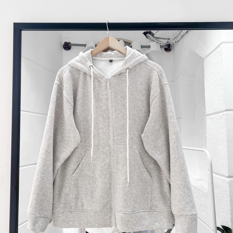 Áo Khoác Hoodie DÂY KÉO nỉ bông Unisex màu ĐEN/XÁM ❤️Nam nữ unisex❤️ Hoodie zip trơn form rộng Jaystoree