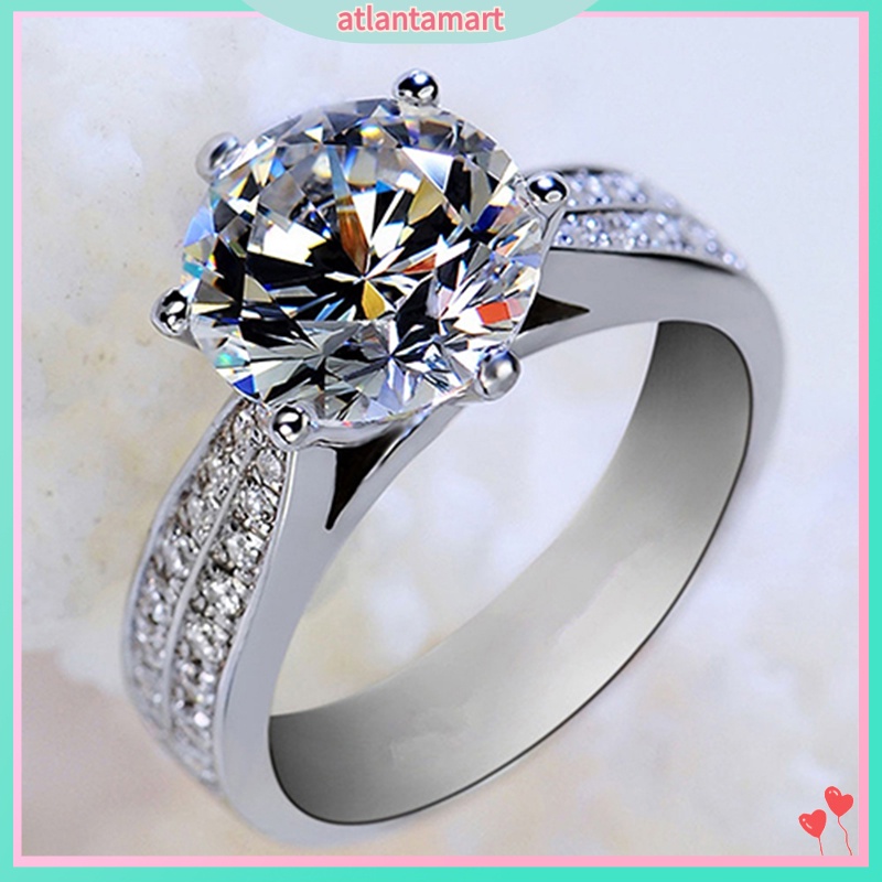 Atlantamart| Nhẫn Mạ Bạc Đính Đá Zircon Thời Trang Cho Nữ