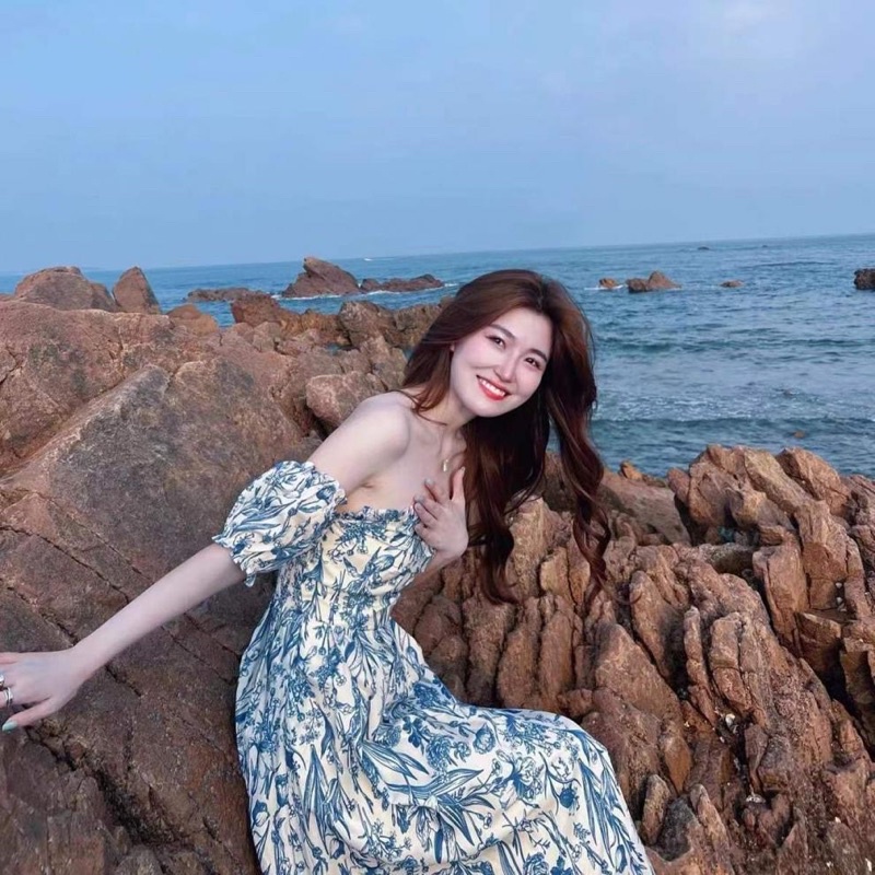 Đầm hoa trễ vai đi biển mùa hè phong cách ngọt ngào quyến rũ thời trang nữ hebe's MSP C54