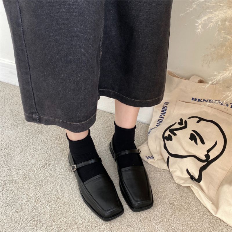 Giày Mary jane mũi vuông đế thấp hàn