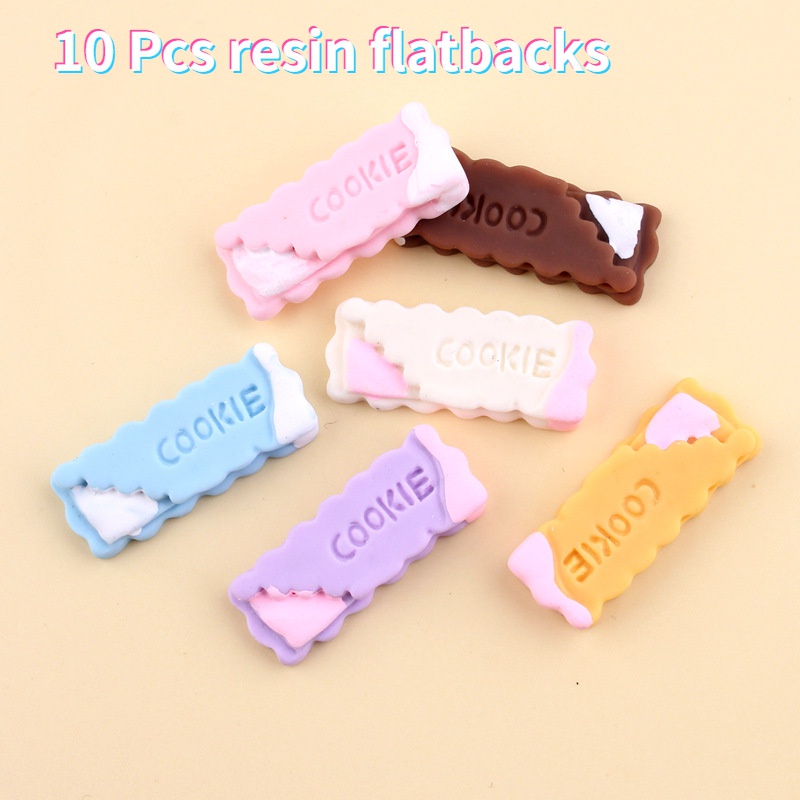 Set 10 phụ kiện trang trí điện thoại hình bánh quy sô cô la bằng nhựa resin