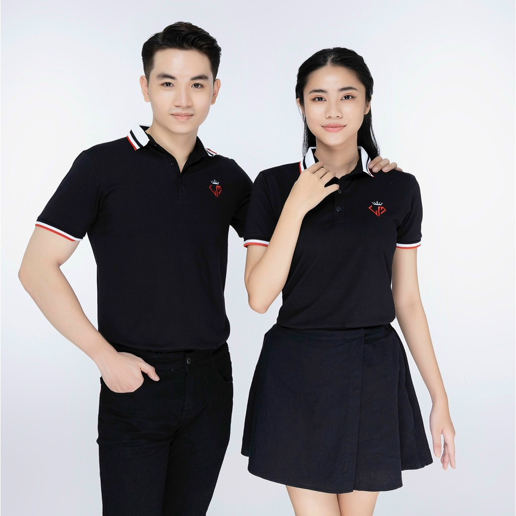Áo thun polo nam nữ cặp đôi có cổ tay ngắn vải thun cotton cao cấp mềm mịn co giãn thoáng mát