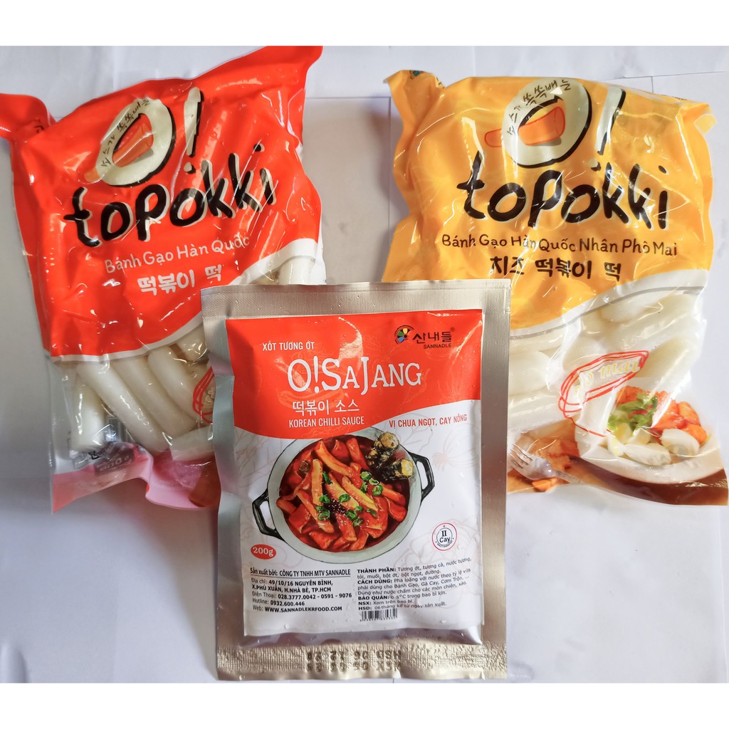 Combo 1kg bánh gạo tokbokki +500g bánh gạo nhân phô mai+200g sốt Hàn Quốc