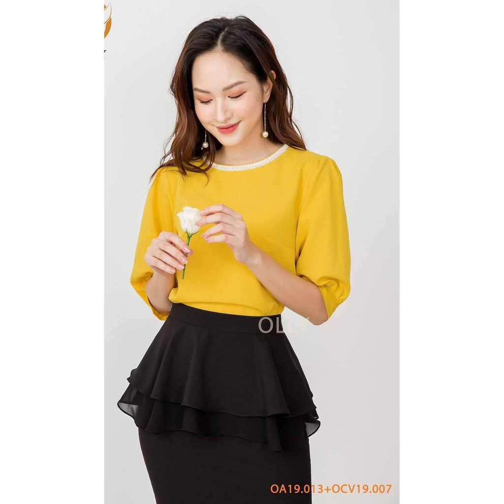Chân váy bút chì bèo 2 tầng thân trước che bụng công sở(sẵn size) - M80