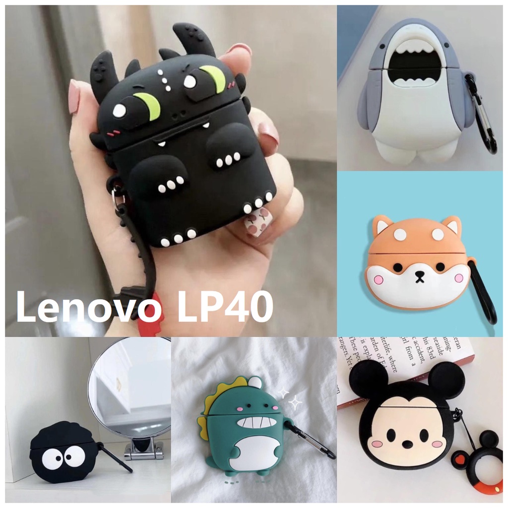 Vỏ Bảo Vệ Hộp Sạc Tai Nghe Lenovo LP40 Pro Hình Động Vật Dễ Thương