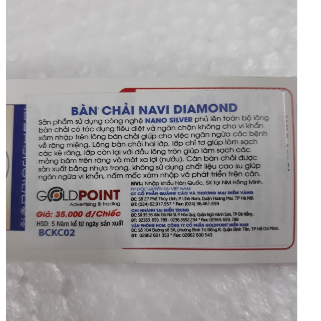 1 Cây Bàn Chải Đánh Răng Navi Diamond BCKC02 (Giao màu ngẫu nhiên)