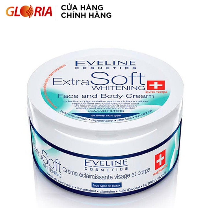 [Mã COSGLORIAT3 -8% đơn 250K] Kem dưỡng trắng da Eveline Extra Soft 200ml