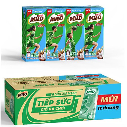 thùng milo 180ml ít đường date 8.2022