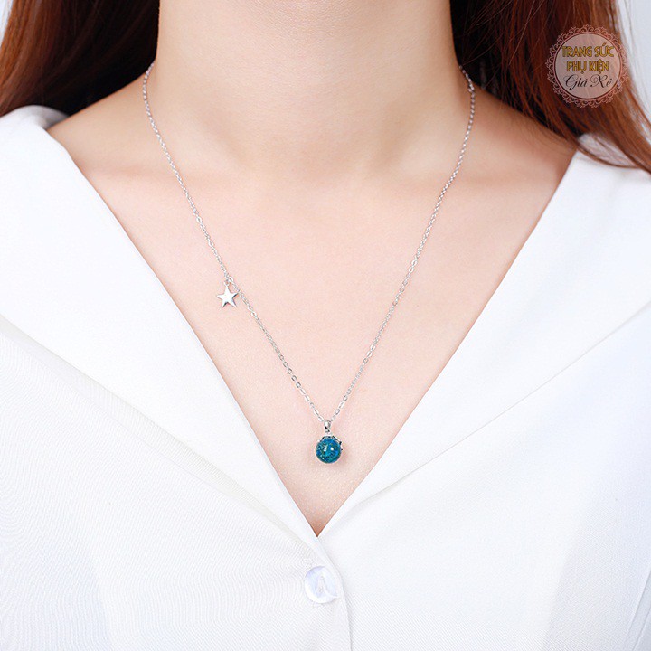 Dây chuyền nữ quả cầu xanh nhỏ xinh, bạc Ý S925, giá rẻ - DC84