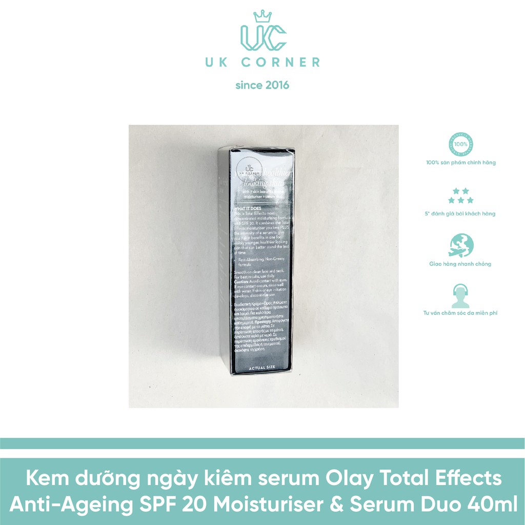 OLAY UK - Anh Quốc phân phối Kem dưỡng ngày kiêm serum 0Iay Total Effects Anti-Ageing 7-in-1 SPF 20 40 ml