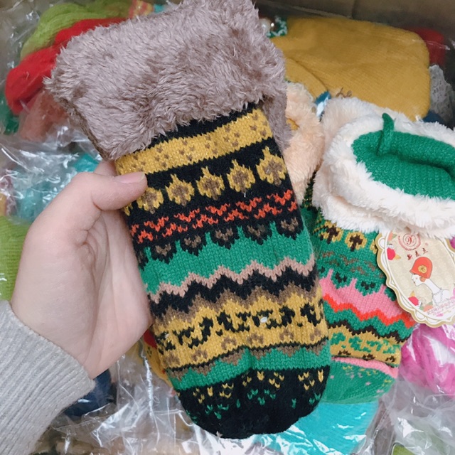 Găng Tay Len pilu giữ ấm không chia ngón chất dày dặn đẹp rất nhiều mẫu siêu xinh