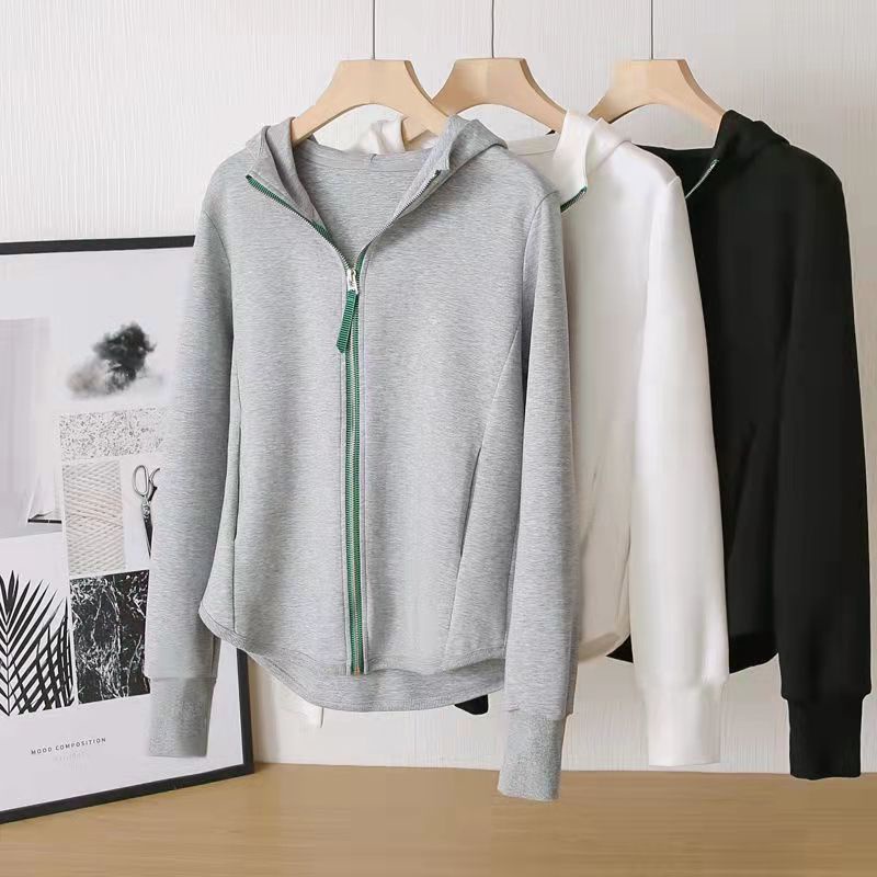 Áo Hoodies Tay Dài Dáng Rộng Phối Khoá Kéo Có Size Lớn