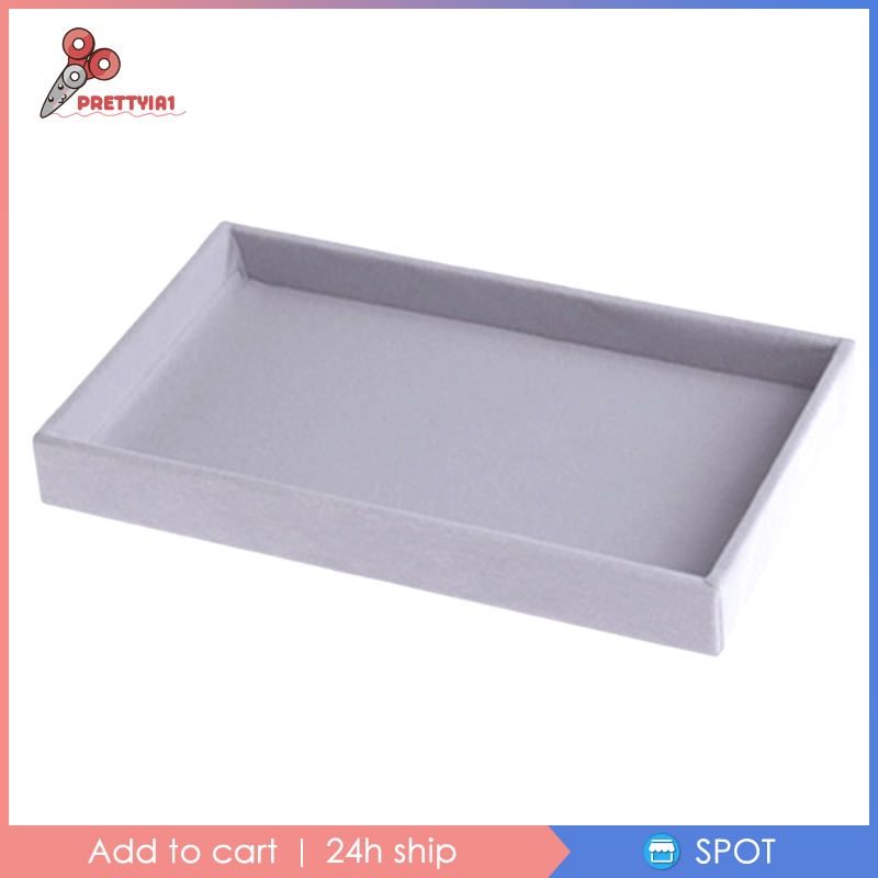 [Prettyia1] Khay Đựng Trang Sức Bằng Nhung Có Thể Xếp Chồng Lên Nhau (Màu Xám)