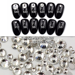 Bịch Hạt đá Pha lê Trắng AB nhiều size SS3 SS4 SS5 SS6 SS8 SS12 SS16