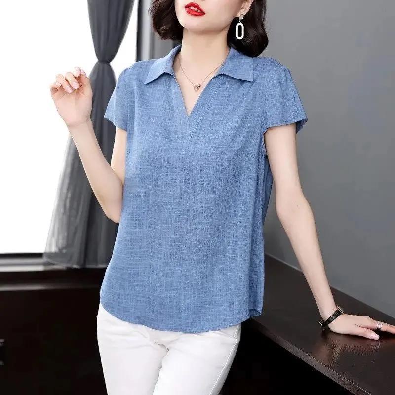 Áo Sơ Mi Vải Lanh Cotton Mỏng Dáng Rộng Che Khuyết Điểm Thời Trang Cho Nữ