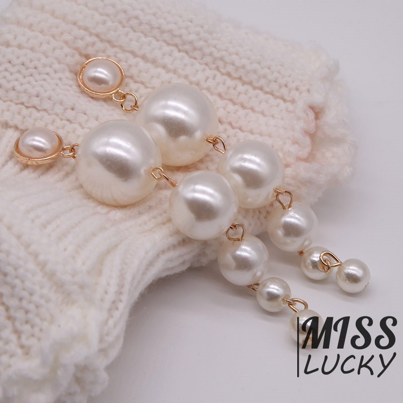 Đôi khuyên tai nữ kiểu dáng dài gắn ngọc trai thời trang độc đáo