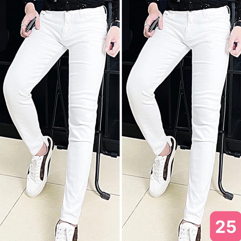 Quần jean nam trắng rách gối chất bò cao cấp co dãn 4 chiều cực đẹp, quần rin nam ngầu HADO022 KÈM NHIỀU MẪU MỚI