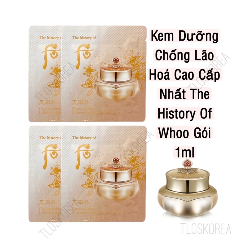 Whoo Kem Dưỡng Cheonyuldan Ultimate Regeneratingt Cream - Kem Dưỡng Chống Lão Hoá/ Tái Sinh Da Đỉnh Cao Gói Sample 1Ml