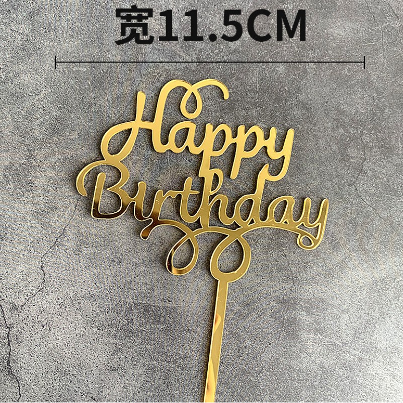 Phụ kiện cắm trang trí bánh kem chất liệu Acrylic hình chữ Happy Birthday