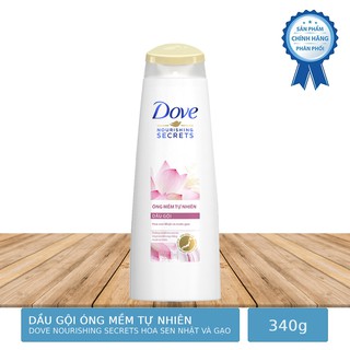 Dầu Gội Dove Óng Mềm Tự Nhiên Hoa Sen Nhật Và Nước Gạo 340g