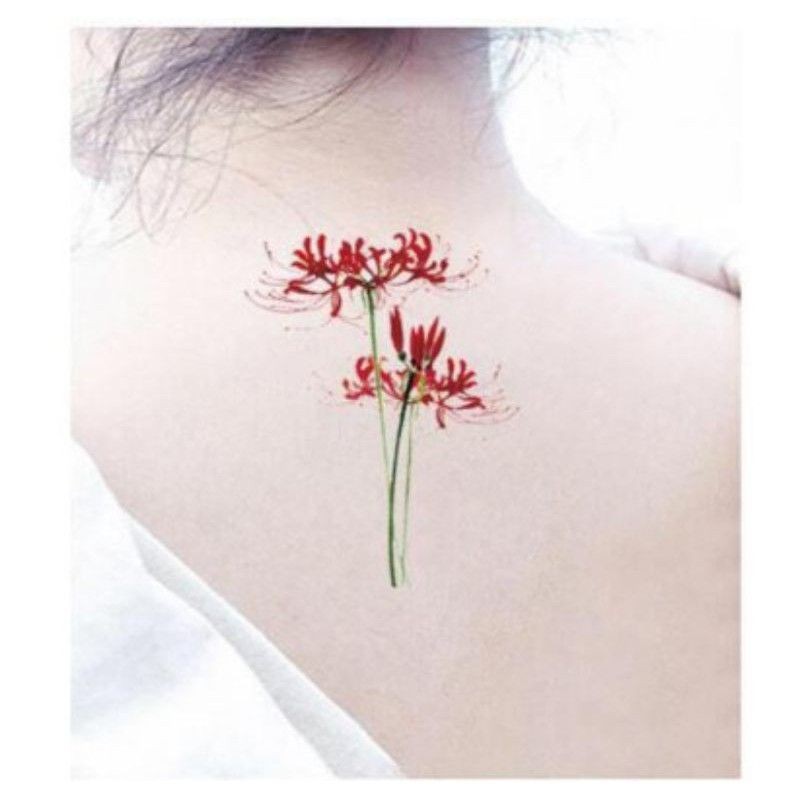 Hình xăm hoa bỉ ngạn size lớn 3 mẫu xinh HB134X. Tatoo sticker - hình dán tạm thời size 15x21cm