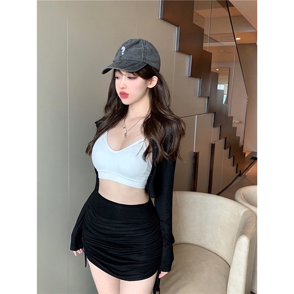 Set áo croptop+chân váy thể thao Ulzzang