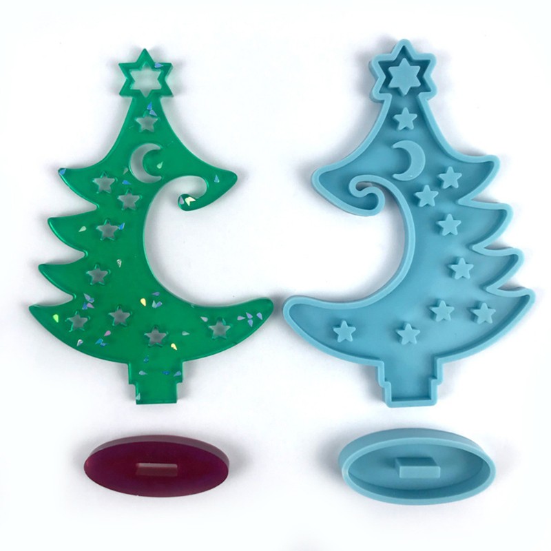 perfect Winter Tree Ring Holder Epoxy Resin Mold Assemble Christmas Tree Silicone Mould DIY Crafts Trinket Box Decorations Casting Tools