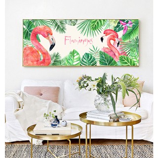 Tranh treo tường  VTC hồng hạc và lá cây 122_11137546 KT 100 x 40