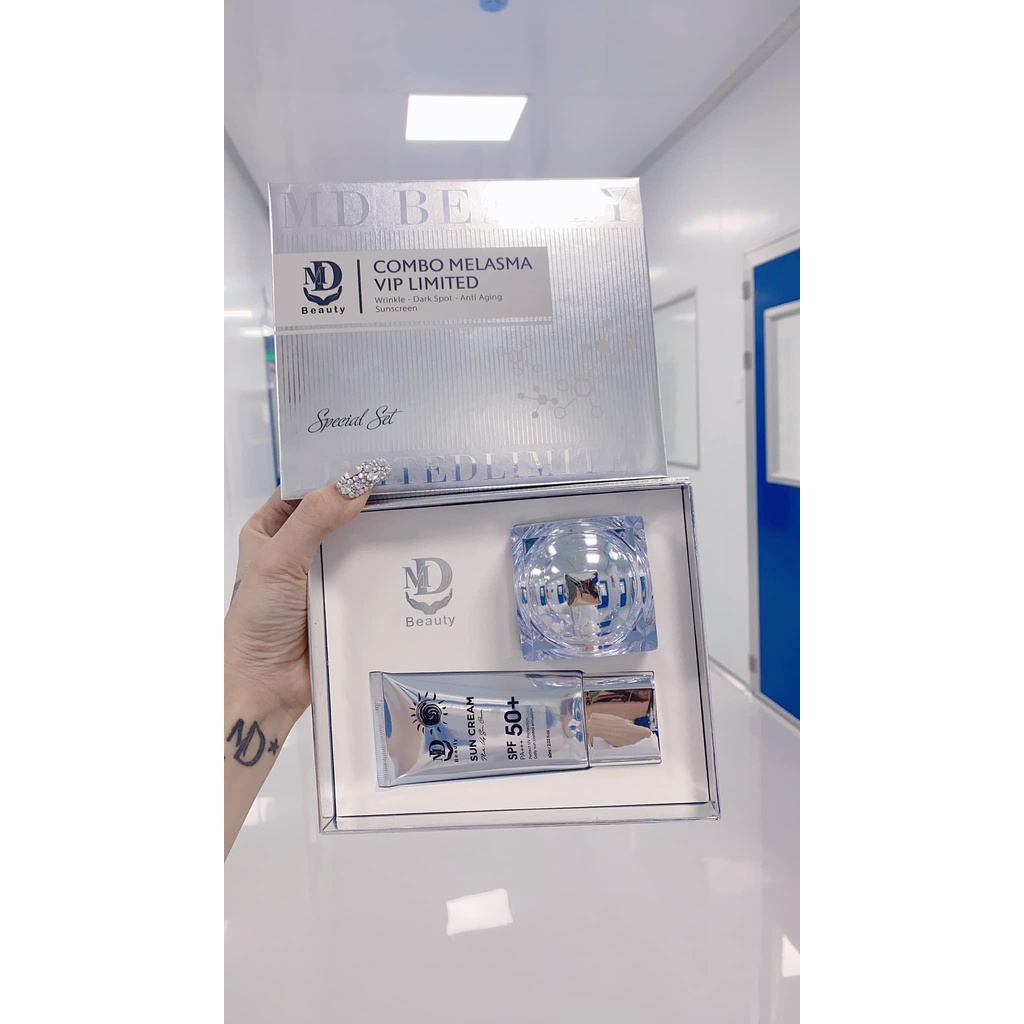 Kem Face Nám Dưỡng Trắng Da Lựu Đỏ MD Beauty - Combo Melasma Vip Limited