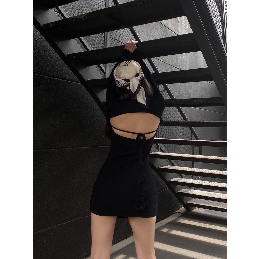 Đầm ôm body hở lưng tay dài - M Long Sleeve Dress - DEPASS