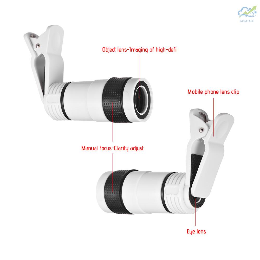 GG 8X Zoom Optical Smartphone Telephoto Lens Portable Mobile Phone Telescope Lens with Clip Universal for     HTC Most Phones