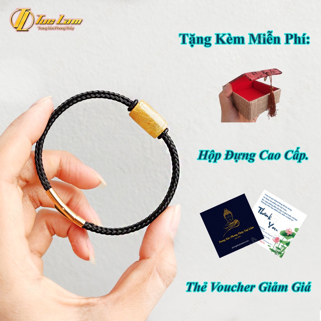 Vòng tay lu thống thạch anh tóc vàng hợp mệnh kim thổ, chiêu tài hút lộc, may mắn hanh thông - Tuệ Lâm