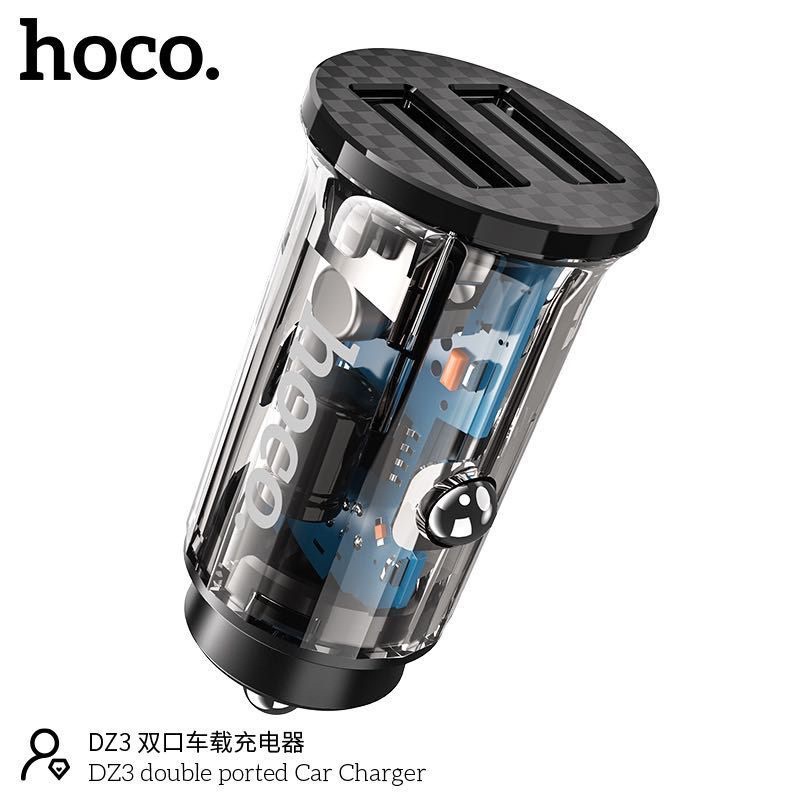 Tẩu sạc ô tô Hoco DZ3 2 Cổng Usb chính hãng bảo hành 12 tháng