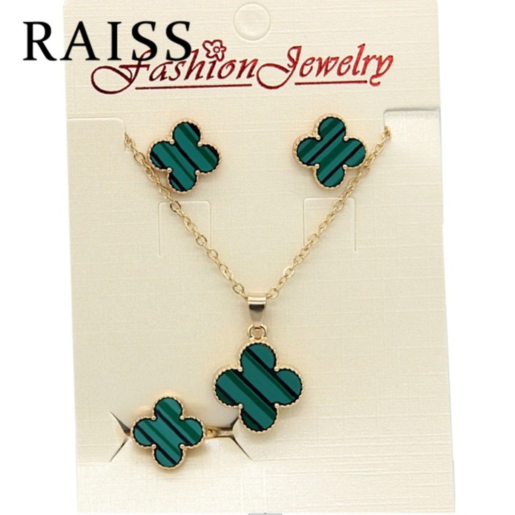 Set 3 Vòng cổ Mạ Vàng Hồng 18K Mặt Cỏ Bốn Lá Thời Trang Cho Nữ